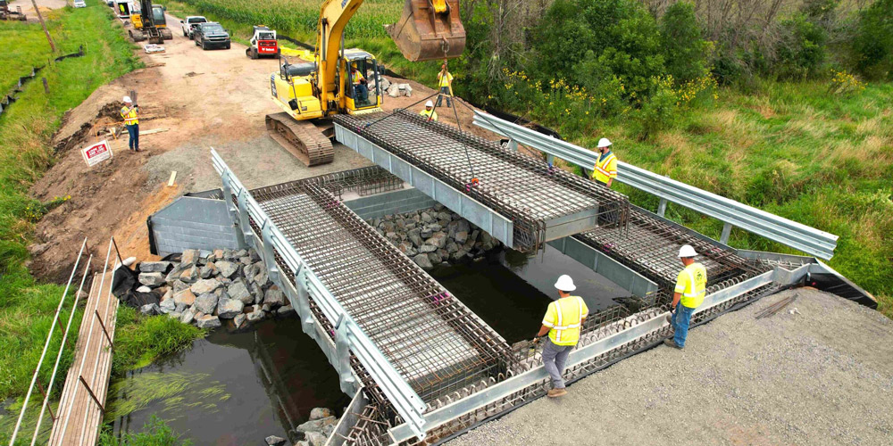 InQuik bridge system being lowered into place in Eau Claire, WI